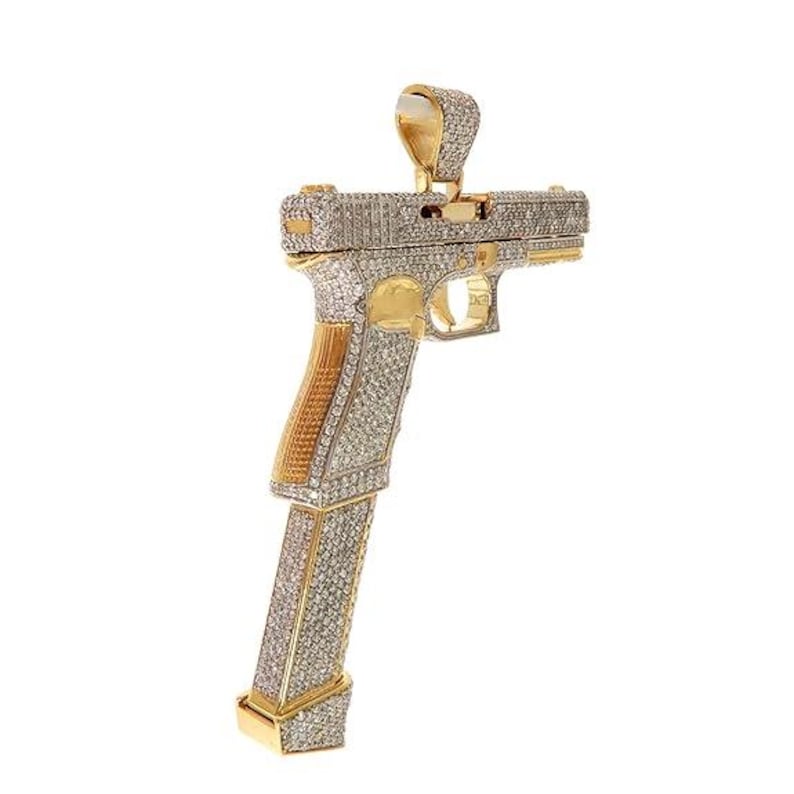 Hip Hop Pendant — Gun Rifle Design, 925 Sterling Silver
