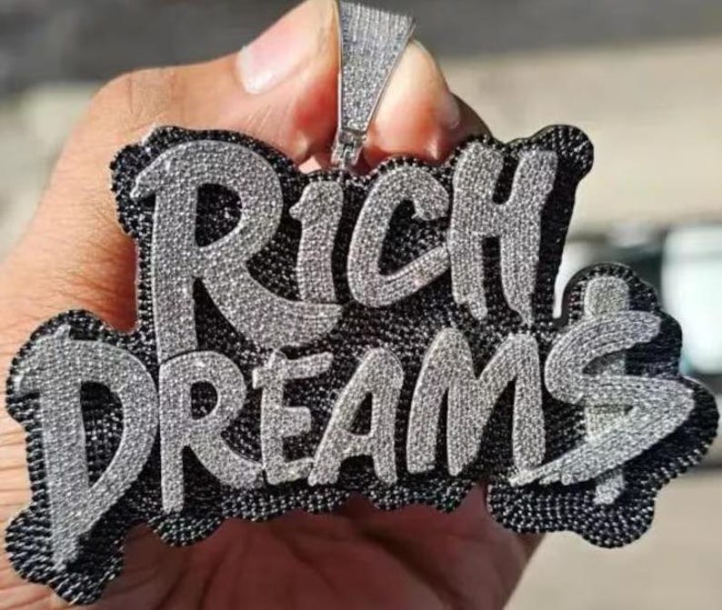 Hip Hop Pendant — Custom Letter Pendant, White Gold Finish, 925 Sterling Silver
