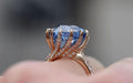 Round Cut Tanzanite Diamond Ring, Rose Gold Wave, Vintage Engagement