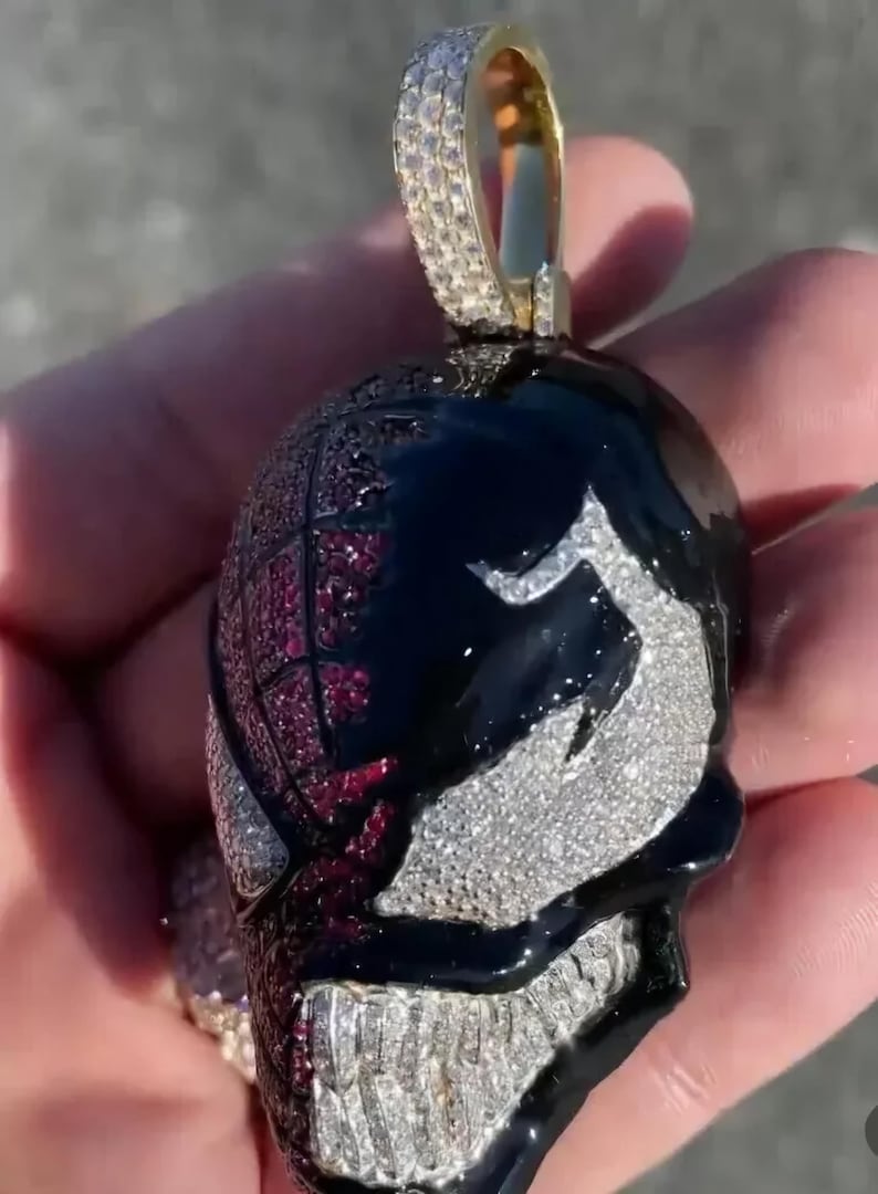 Hip Hop Pendant — Spider Man Mask Design, 925 Sterling Silver