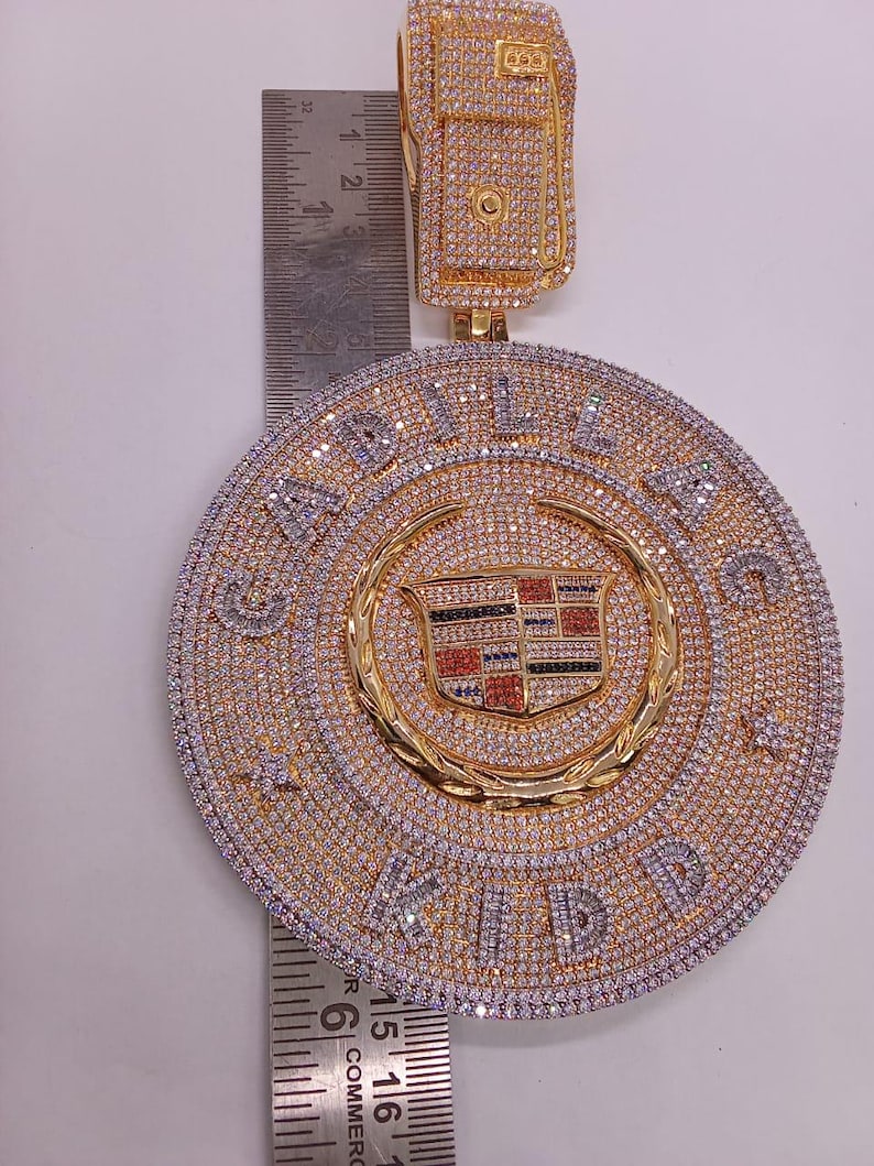 Hip Hop Pendant — Big Custom Name Rapper Style 4in, Yellow Gold Finish, 925 Sterling Silver