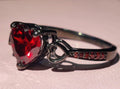 Red Garnet Heart Ring, Sterling Silver Engagement Band