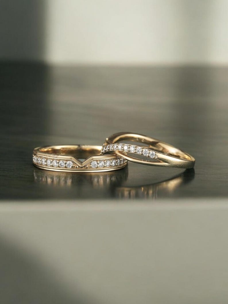 Bridal Trio Ring Set — Round Simulated Diamond, Rose Gold Finish, 925 Sterling Silver (3-Piece) - view 2