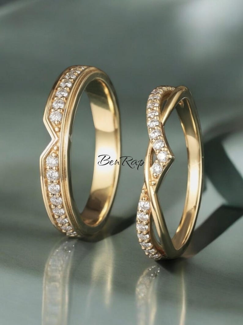 Bridal Trio Ring Set — Round Simulated Diamond, Rose Gold Finish, 925 Sterling Silver (3-Piece) - view 4