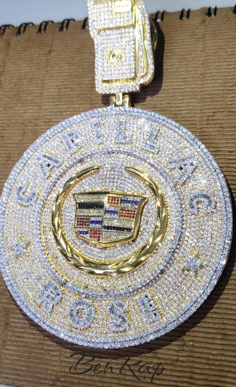 Hip Hop Pendant — Big Custom Name Rapper Style 4in, Yellow Gold Finish, 925 Sterling Silver