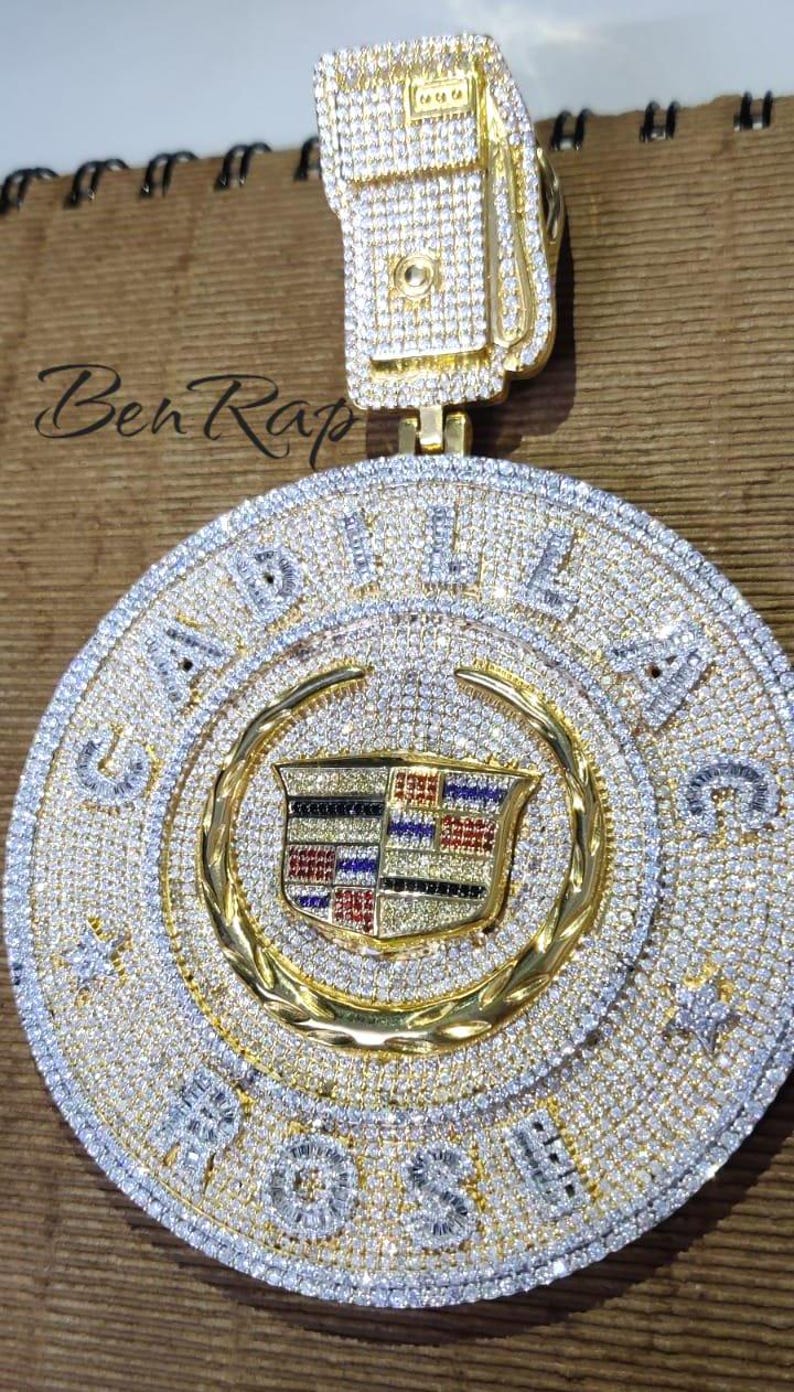 Hip Hop Pendant — Big Custom Name Rapper Style 4in, Yellow Gold Finish, 925 Sterling Silver