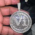 Hip Hop Pendant — Baguette Initial Tag Pendant, White Gold Finish, 925 Sterling Silver