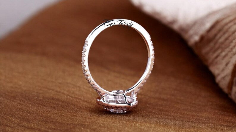 Bridal Ring Set — Pear Cut Moissanite, White Gold Finish, 925 Sterling Silver (2-Piece)
