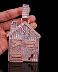 Hip Hop Pendant — Trap House Pendant, White Gold Finish, 925 Sterling Silver