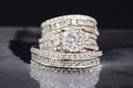 Bridal Trio Ring Set — Round Cut Diamond, White Gold Finish - view 1
