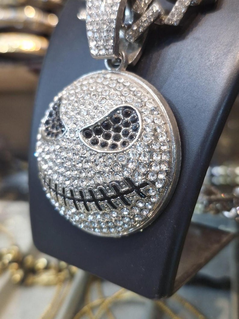 Hip Hop Pendant — Sparkling Skeleton Skull Face, White Gold Finish, 925 Sterling Silver