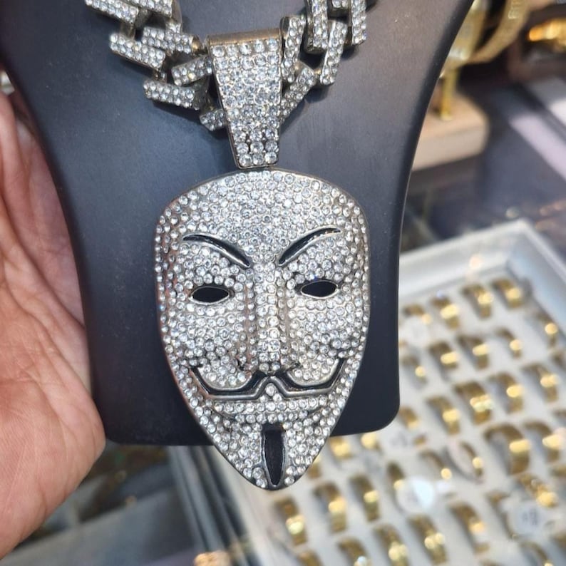 Hip Hop Pendant — Fashion Iced Out Statement Necklace, Yellow Gold Finish, 925 Sterling Silver