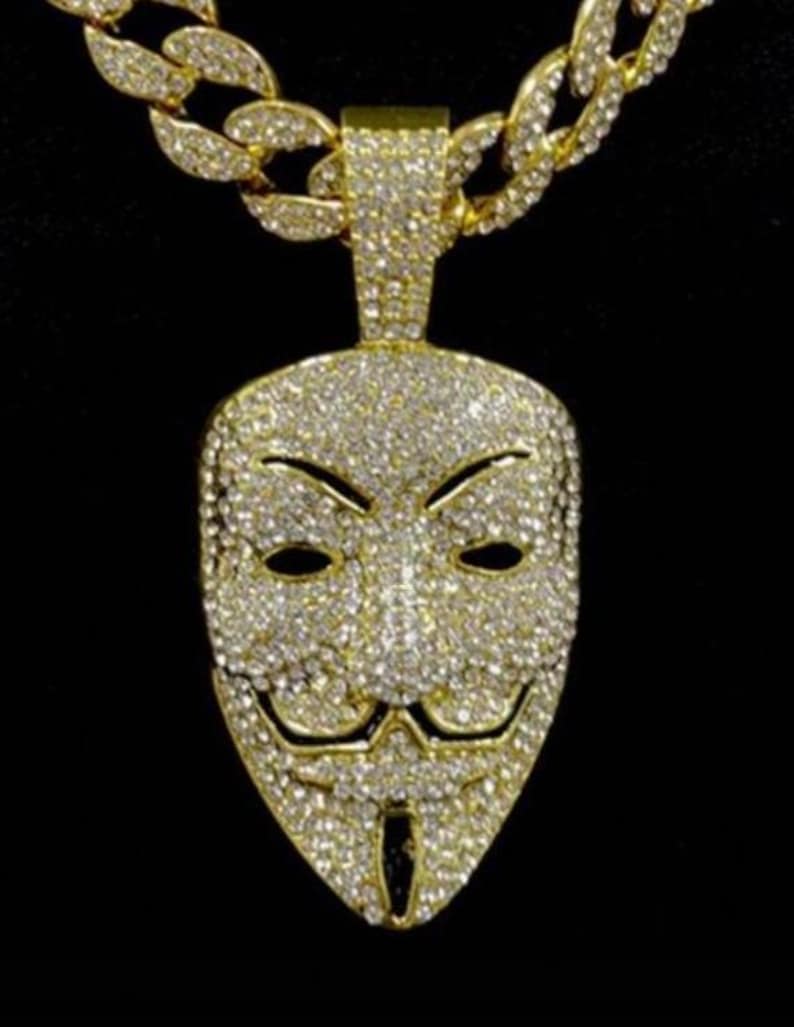 Hip Hop Pendant — Fashion Iced Out Statement Necklace, Yellow Gold Finish, 925 Sterling Silver
