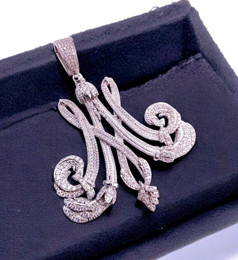 Hip Hop Pendant — Large Custom Initials 3x3in, Yellow Gold Finish, 925 Sterling Silver