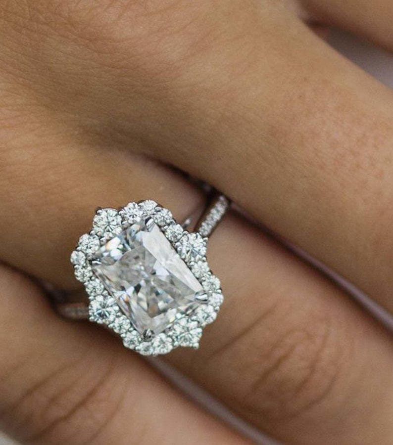 Bridal Ring Set — Brilliant Radiant Cut Moissanite