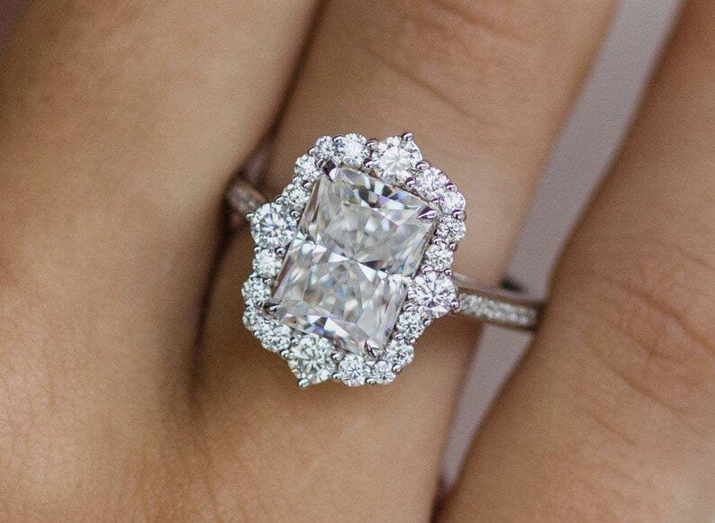 Bridal Ring Set — Brilliant Radiant Cut Moissanite