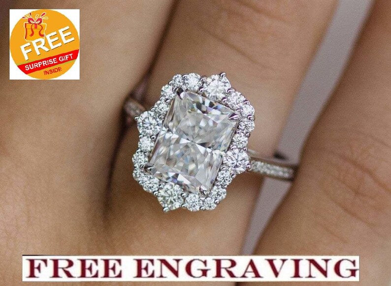 Bridal Ring Set — Brilliant Radiant Cut Moissanite