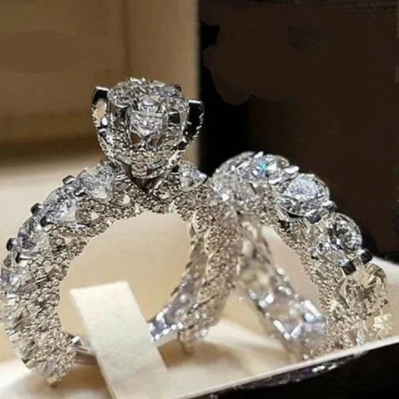 Bridal Ring Set — Brilliant Cut Moissanite Halo