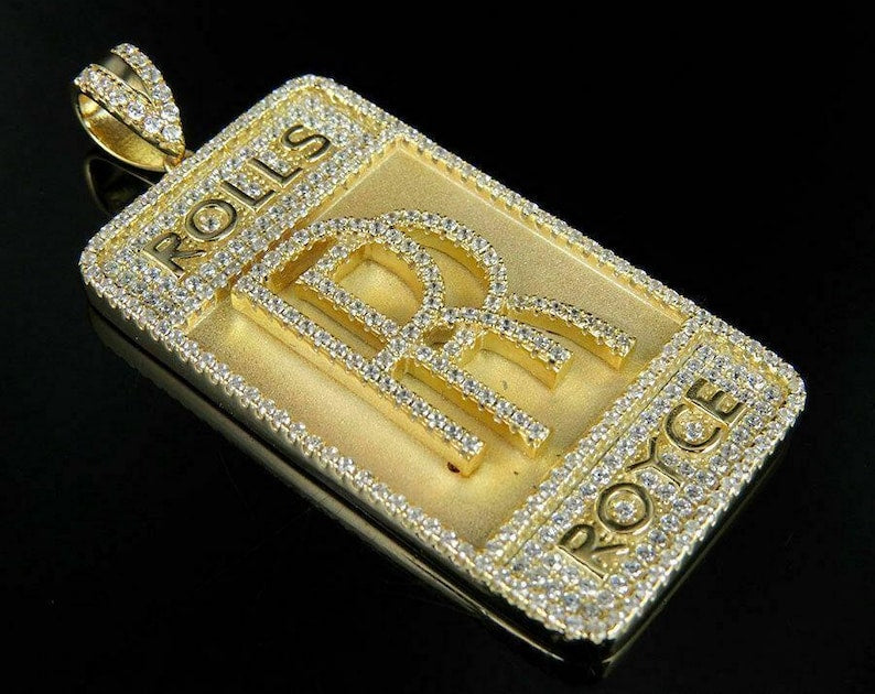 Hip Hop Pendant — Custom Letter Monogram, Yellow Gold Finish, 925 Sterling Silver