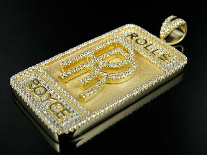 Hip Hop Pendant — Custom Letter Monogram, Yellow Gold Finish, 925 Sterling Silver