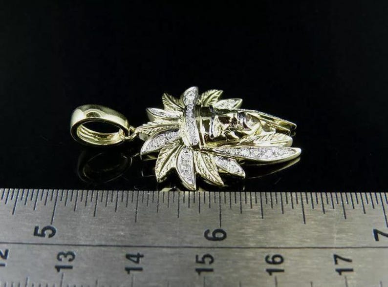 Hip Hop Pendant — Chief Head Medallion, Yellow Gold Finish, 925 Sterling Silver