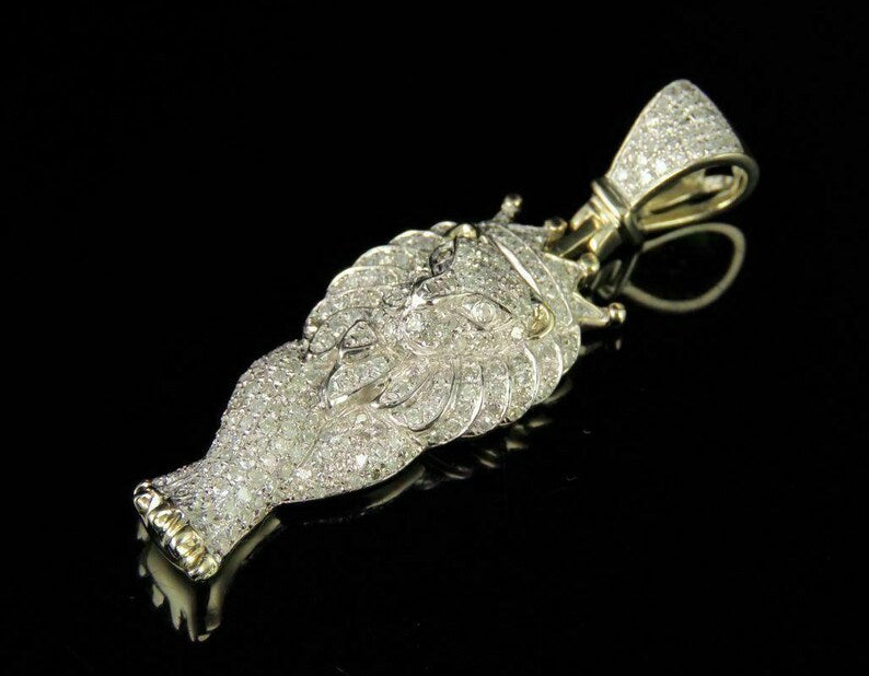 Hip Hop Pendant — Walking Lion Pendant, Yellow Gold Finish, 925 Sterling Silver