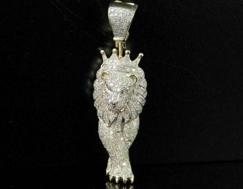 Hip Hop Pendant — Walking Lion Pendant, Yellow Gold Finish, 925 Sterling Silver