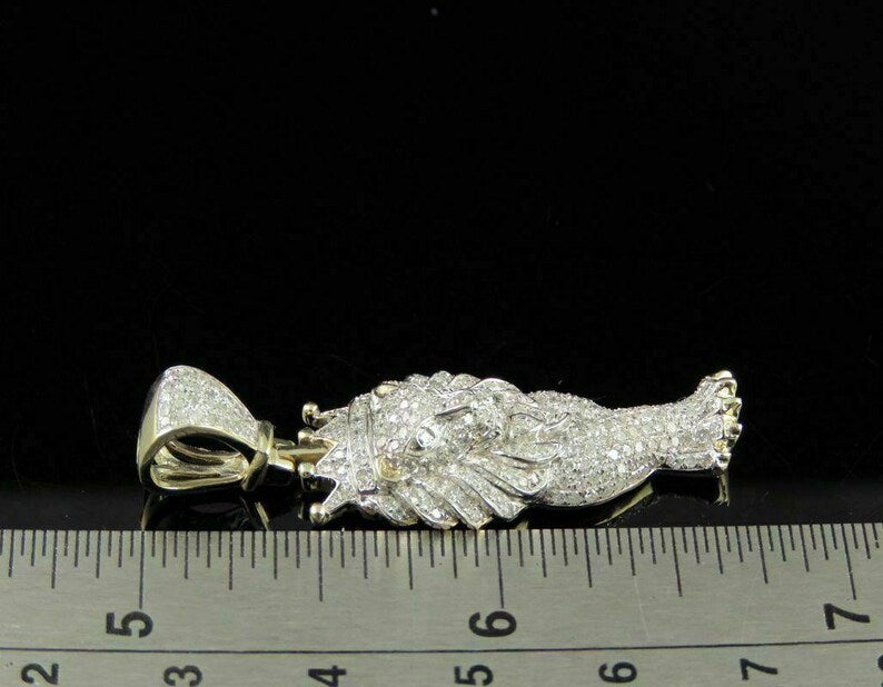 Hip Hop Pendant — Walking Lion Pendant, Yellow Gold Finish, 925 Sterling Silver