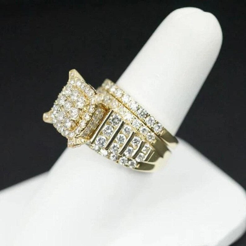 Bridal Ring Set — Vintage Cluster Moissanite