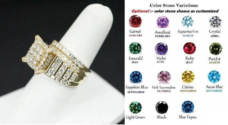 Bridal Ring Set — Vintage Cluster Moissanite
