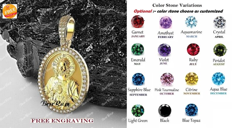 Hip Hop Pendant — Jesus Medallion Oval, Yellow Gold Finish, 925 Sterling Silver