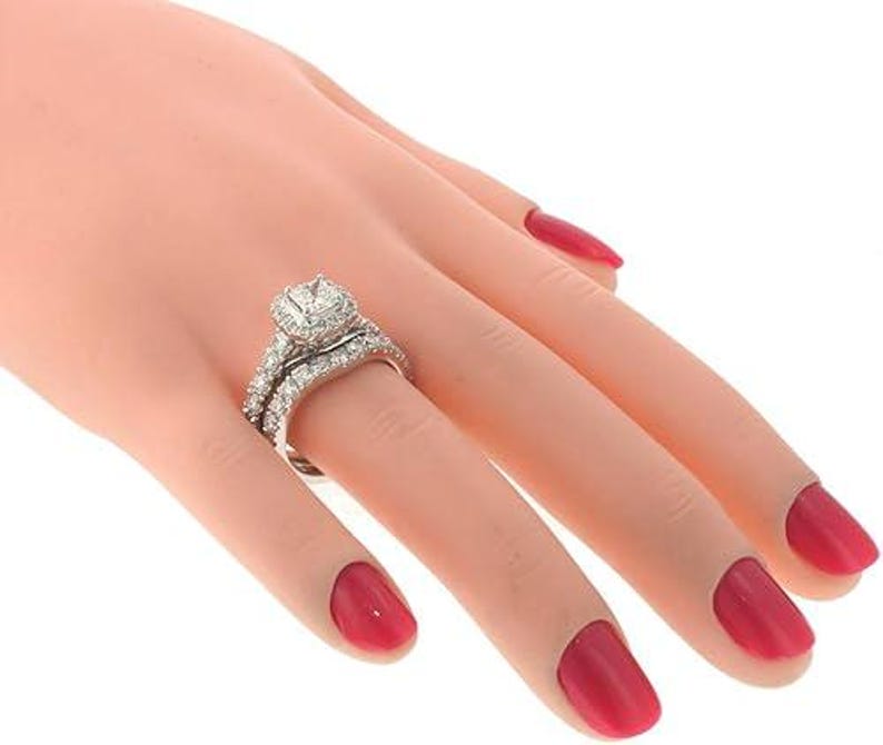Bridal Ring Set — Princess Cut Heirloom Moissanite, Yellow Gold Finish, 925 Sterling Silver (2-Piece)