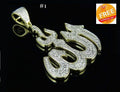 Hip Hop Pendant — Allah Ramadan Calligraphy Pendant, Yellow Gold Finish, 925 Sterling Silver