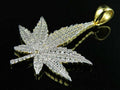 Hip Hop Pendant — Marijuana Leaf Charm, Yellow Gold Finish, 925 Sterling Silver