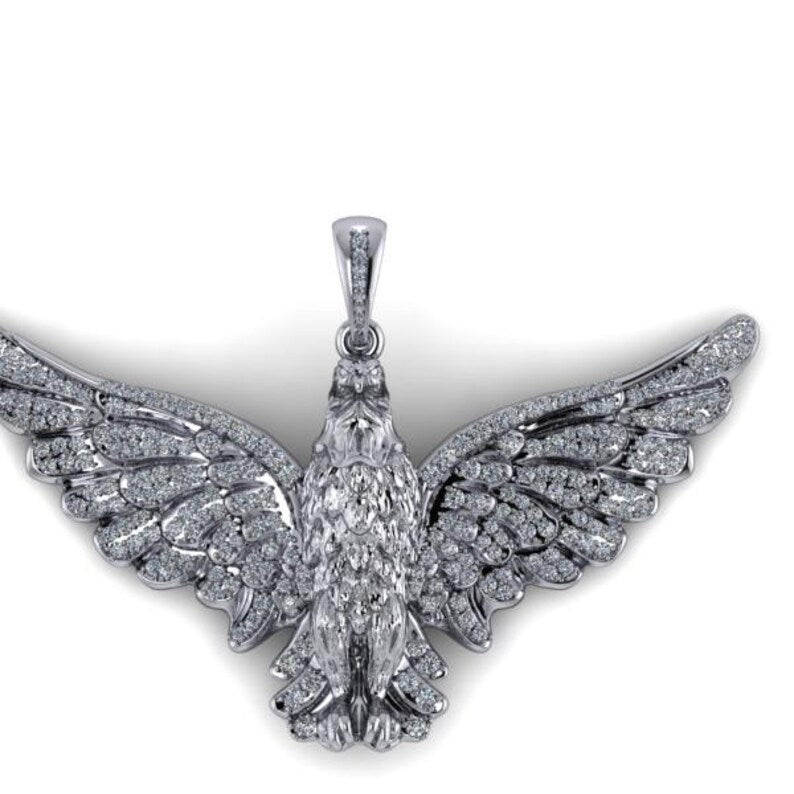 Hip Hop Pendant — American Winged Eagle Pendant, Yellow Gold Finish, 925 Sterling Silver