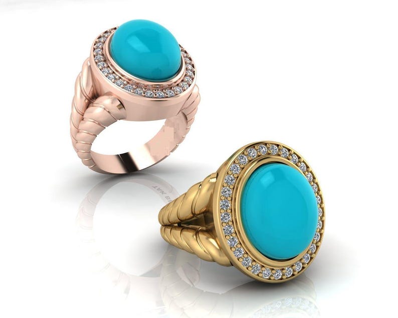Bridal Ring Set — Firoza Turquoise Halo
