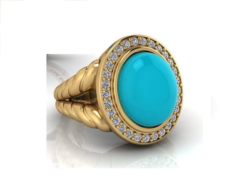 Bridal Ring Set — Firoza Turquoise Halo
