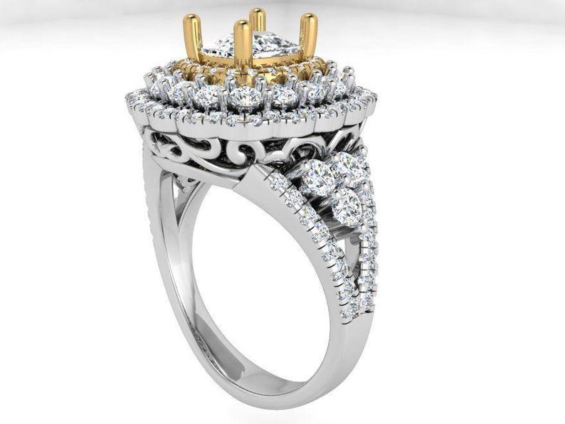 Bridal Ring Set — Cushion Double Halo Moissanite
