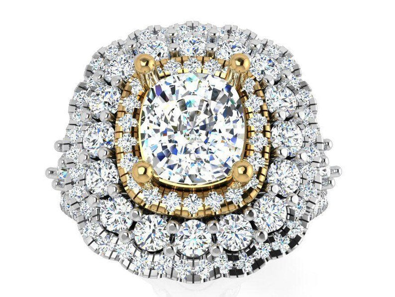Bridal Ring Set — Cushion Double Halo Moissanite