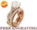 Bridal Ring Set — 2ct Round Cut Vintage Moissanite