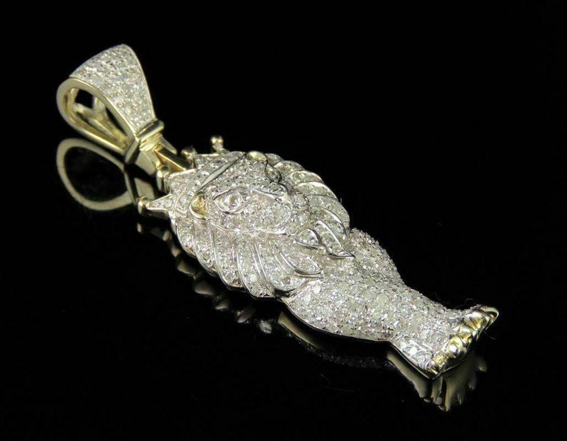 Hip Hop Pendant — Walking Lion Pendant, Yellow Gold Finish, 925 Sterling Silver