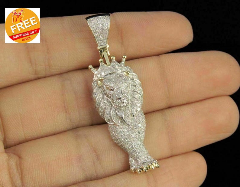 Hip Hop Pendant — Walking Lion Pendant, Yellow Gold Finish, 925 Sterling Silver