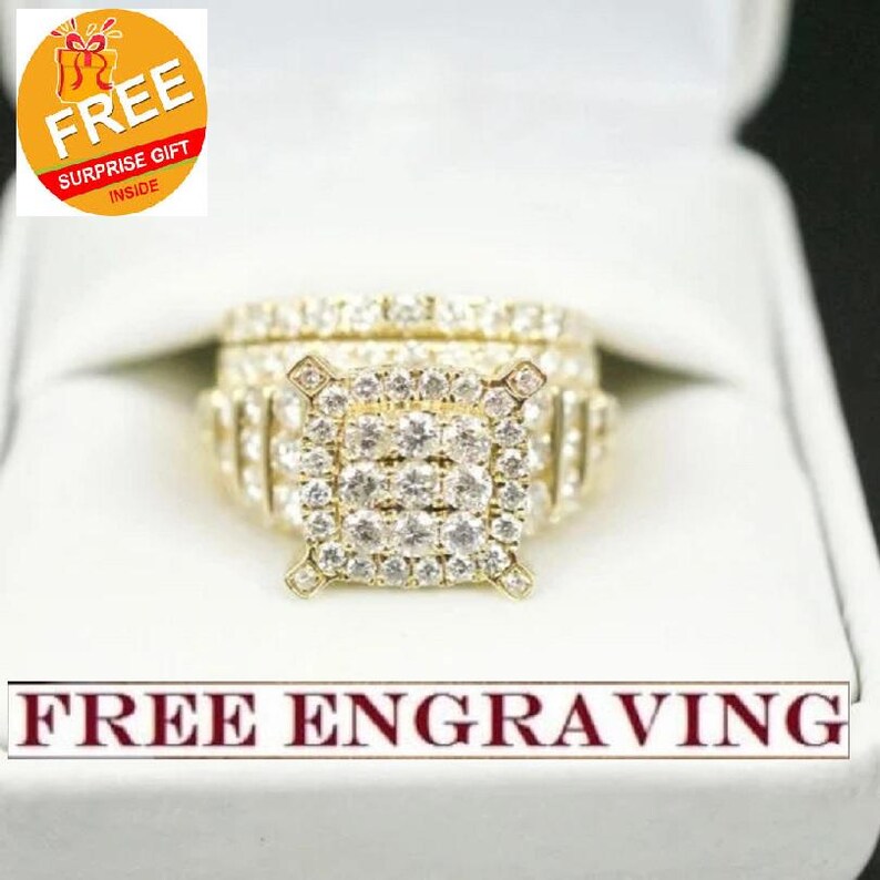 Bridal Ring Set — Vintage Cluster Moissanite