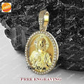 Hip Hop Pendant — Jesus Medallion Oval, Yellow Gold Finish, 925 Sterling Silver