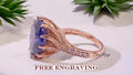 Bridal Ring Set — Round Cut Tanzanite, Rose Gold Finish, 925 Sterling Silver (2-Piece)