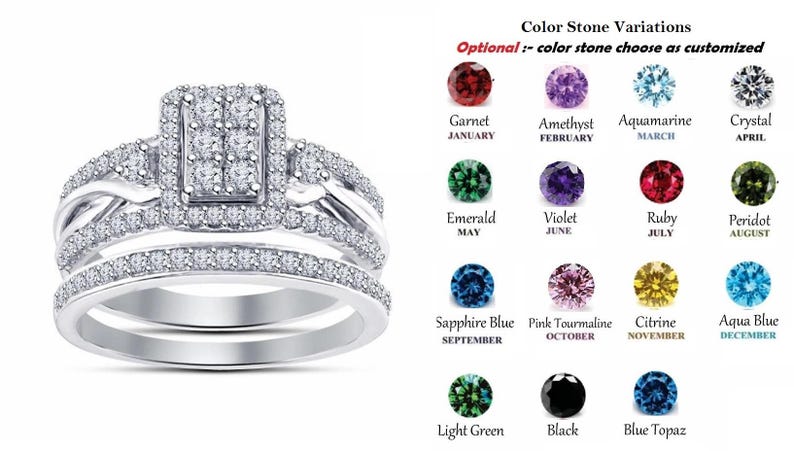 Bridal Ring Set — Round Cut Diamond, White Gold Finish, 925 Sterling Silver (2-Piece)
