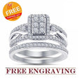 Bridal Ring Set — Round Cut Diamond, White Gold Finish, 925 Sterling Silver (2-Piece)