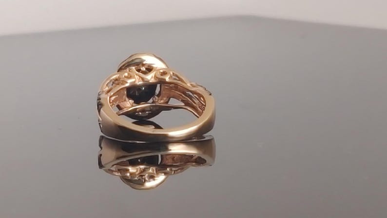 Bridal Ring Set — Oval Cut Black Diamond, Rose Gold Finish, 925 Sterling Silver (2-Piece)