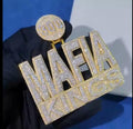 Hip Hop Pendant — "Mafia Kings" Gangster Logo, Yellow Gold Finish, 925 Sterling Silver