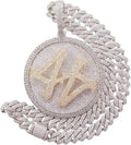 Hip Hop Pendant — Custom Number Spinner Disc, Yellow Gold Finish, 925 Sterling Silver
